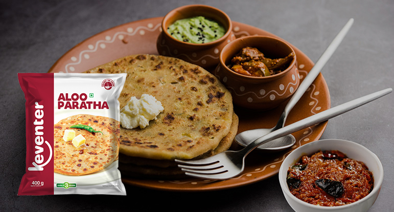 Aloo Paratha with Tomato Garlic Chutney - Keventer